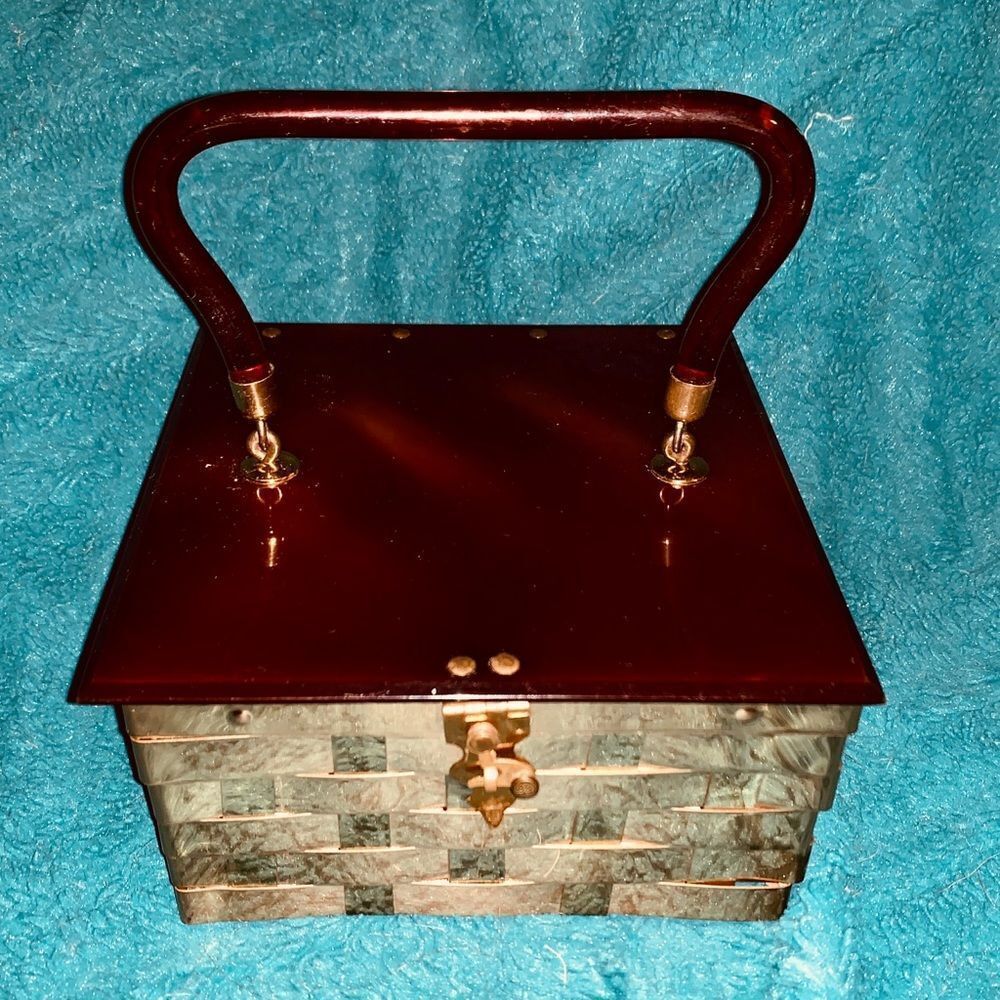 Vintage 50’s Dorset Rex 5th Ave Lucite & Woven Bag - Picture 6 of 9